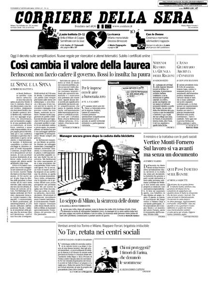 'Il Corriere Della Sera' - Venerdì, 27 Gennaio 2012