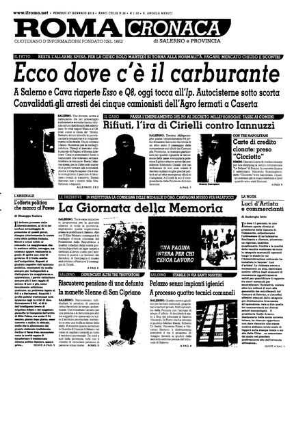 'ROMA - CRONACA ed SALERNO' - Venerdì, 27 Gennaio 2012